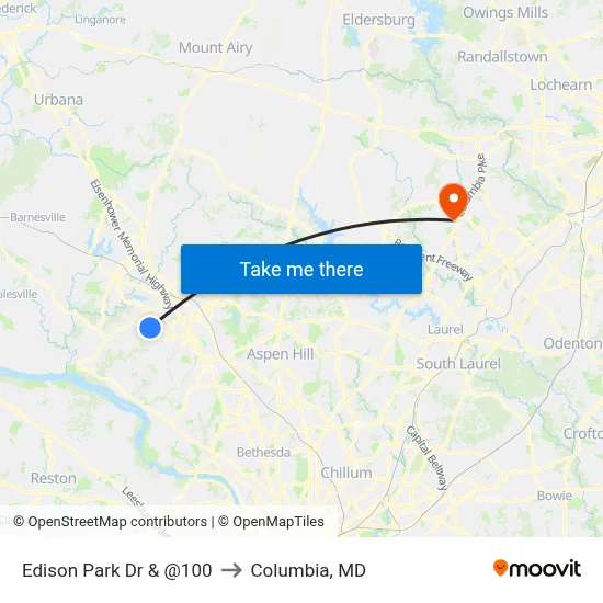 Edison Park Dr & @100 to Columbia, MD map