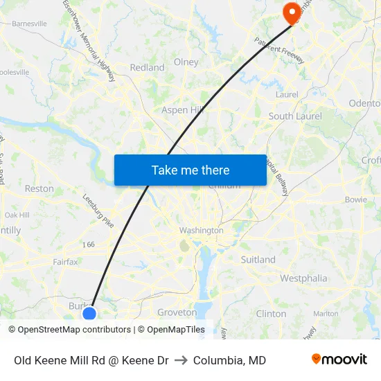Old Keene Mill Rd @ Keene Dr to Columbia, MD map