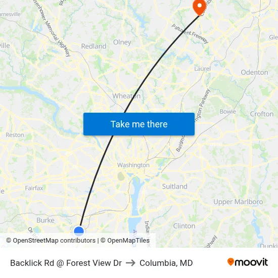 Backlick Rd @ Forest View Dr to Columbia, MD map
