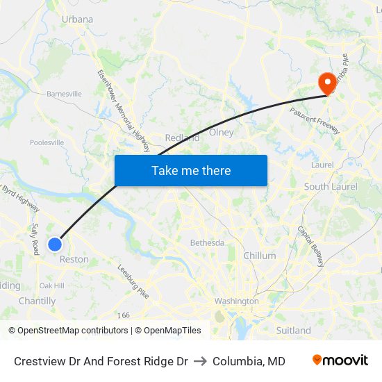 Crestview Dr And Forest Ridge Dr to Columbia, MD map