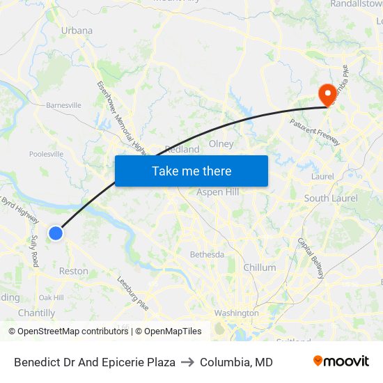 Benedict Dr And Epicerie Plaza to Columbia, MD map