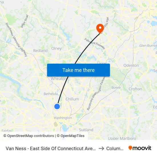 Van Ness - East Side Of Connecticut Ave. North Of Veazy St. NW to Columbia, MD map