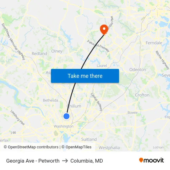 Georgia Ave - Petworth to Columbia, MD map