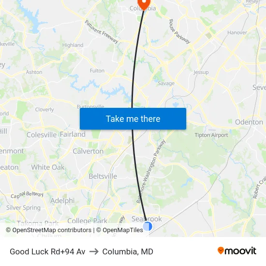 Good Luck Rd+94 Av to Columbia, MD map