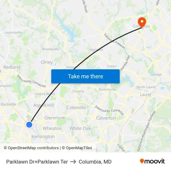 Parklawn Dr+Parklawn Ter to Columbia, MD map