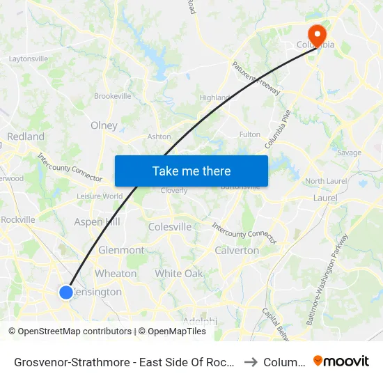 Grosvenor-Strathmore - East Side Of Rockville Pike Near Tuckerman Ln. to Columbia, MD map