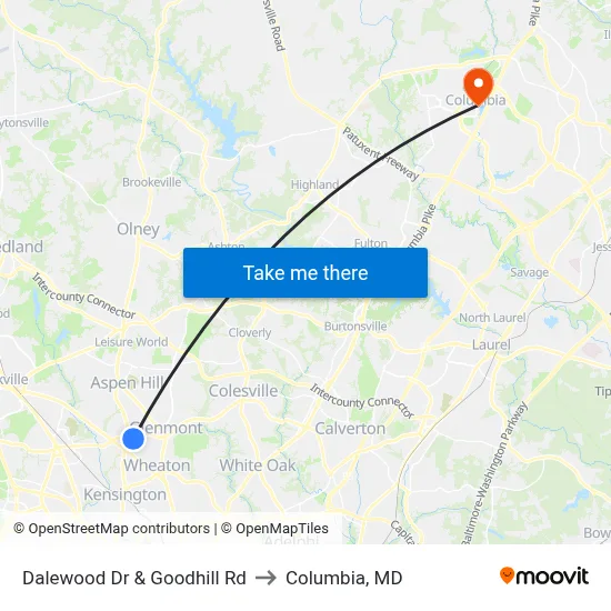 Dalewood Dr & Goodhill Rd to Columbia, MD map