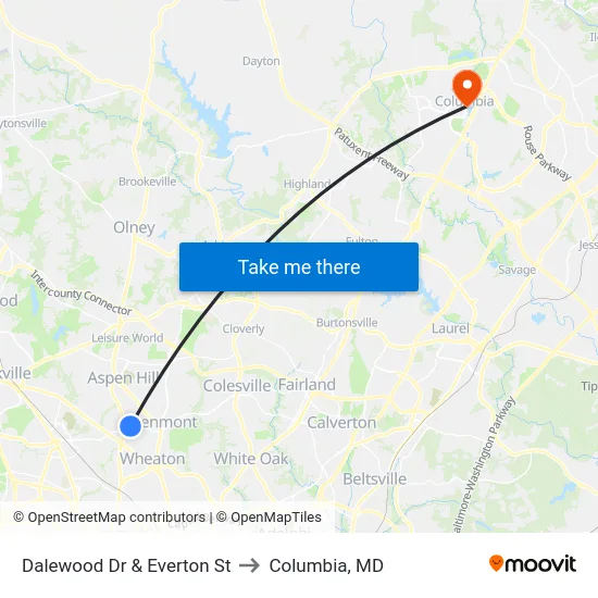 Dalewood Dr & Everton St to Columbia, MD map