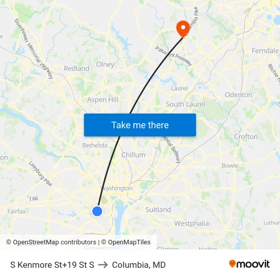 S Kenmore St+19 St S to Columbia, MD map