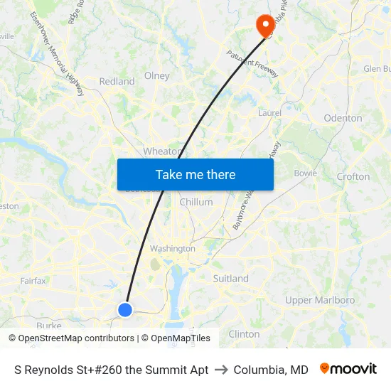 S Reynolds St+#260 the Summit Apt to Columbia, MD map