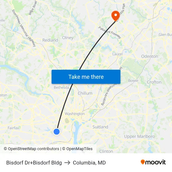 Bisdorf Dr+Bisdorf Bldg to Columbia, MD map