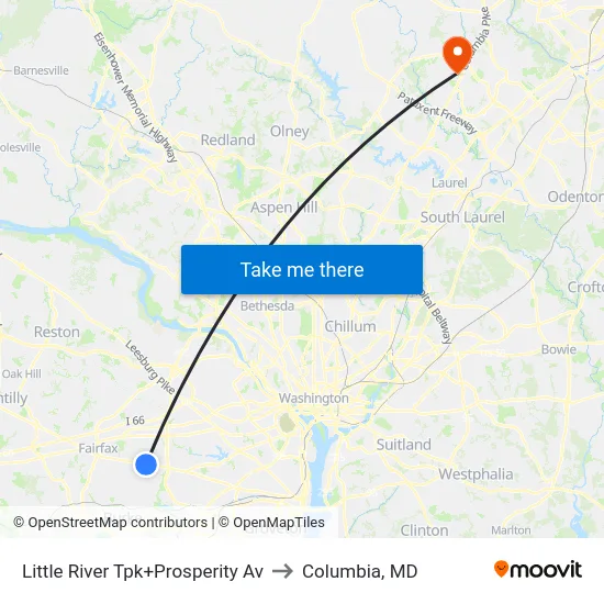 Little River Tpk+Prosperity Av to Columbia, MD map