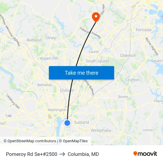 Pomeroy Rd Se+#2500 to Columbia, MD map