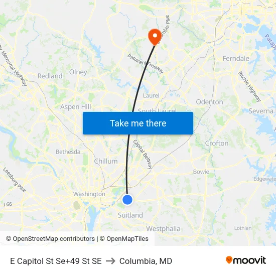 E Capitol St Se+49 St SE to Columbia, MD map