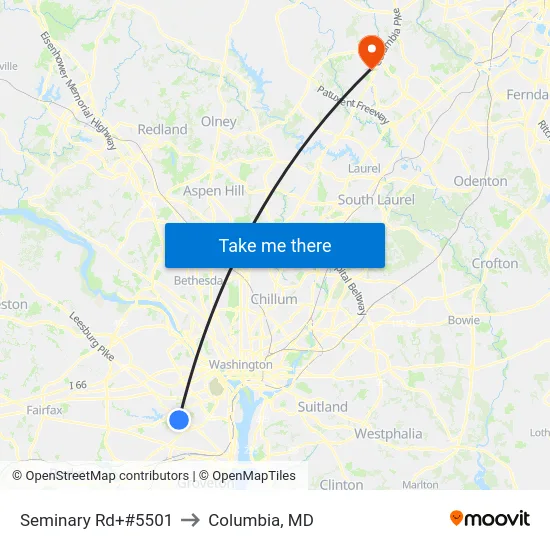 Seminary Rd+#5501 to Columbia, MD map