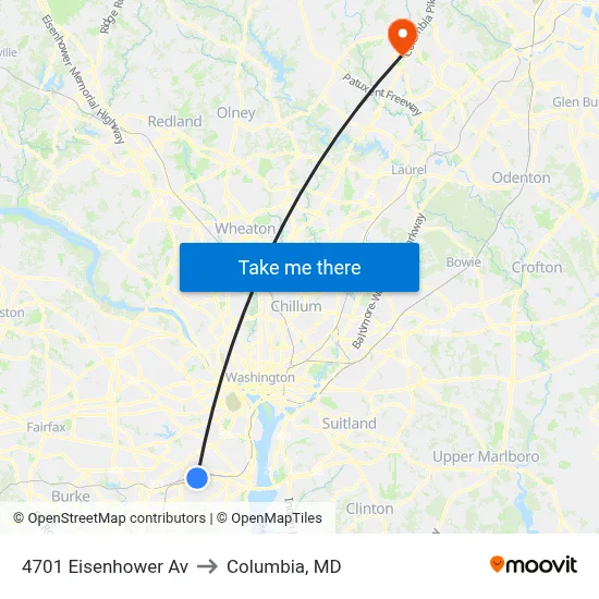 4701 Eisenhower Av to Columbia, MD map