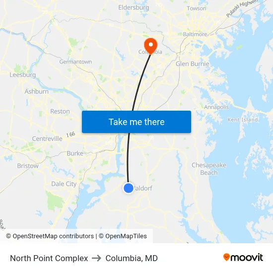 North Point Complex to Columbia, MD map