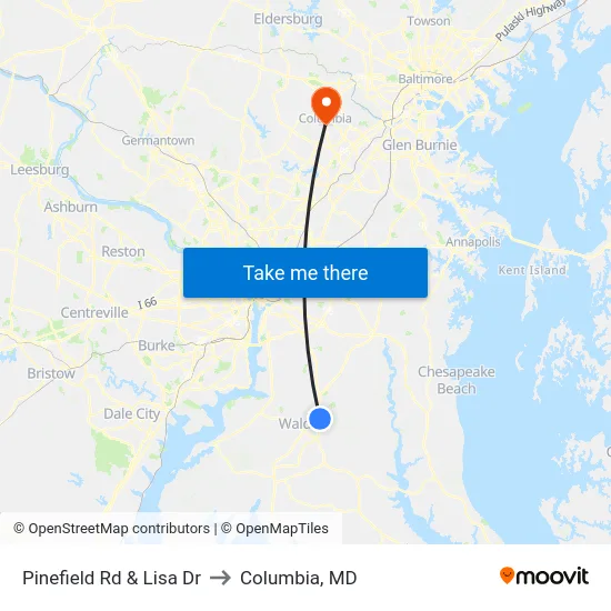 Pinefield Rd & Lisa Dr to Columbia, MD map