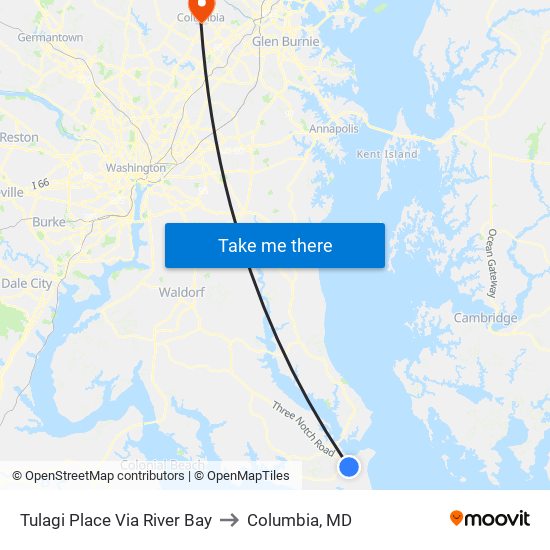 Tulagi Place Via River Bay to Columbia, MD map