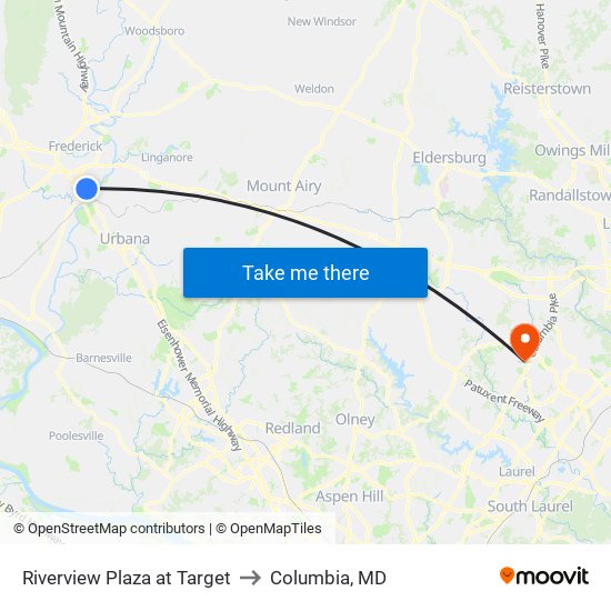 Riverview Plaza at Target to Columbia, MD map