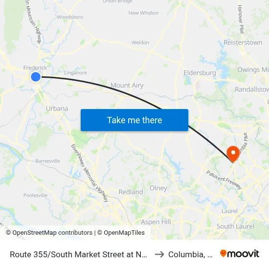 Route 355/South Market Street at Noland to Columbia, MD map