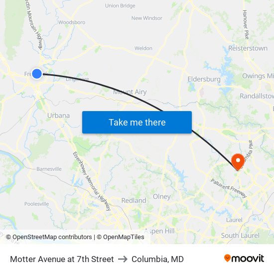 Motter Avenue at 7th Street to Columbia, MD map