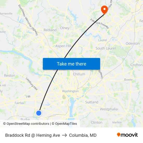 Braddock Rd @ Heming Ave to Columbia, MD map
