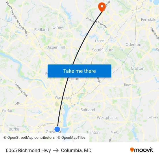 6065 Richmond Hwy to Columbia, MD map