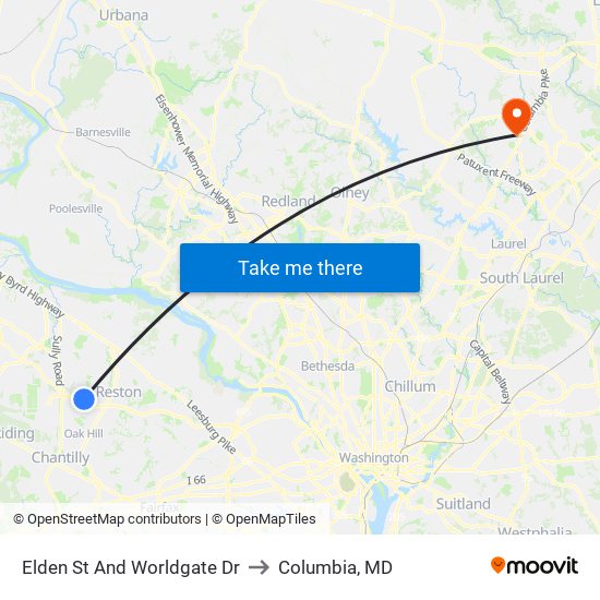 Elden St And Worldgate Dr to Columbia, MD map