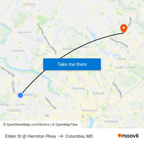 Elden St @ Herndon Pkwy to Columbia, MD map