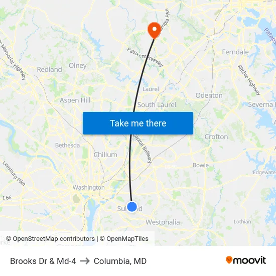 Brooks Dr & Md-4 to Columbia, MD map