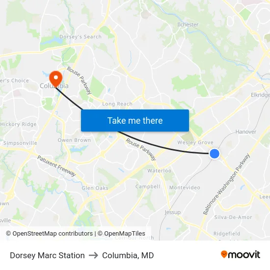 Dorsey Marc Station to Columbia, MD map