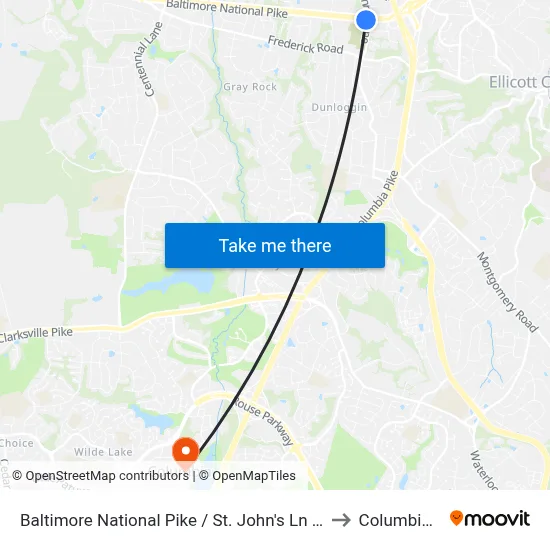 Baltimore National Pike / St. John's Ln (Eastbound) to Columbia, MD map