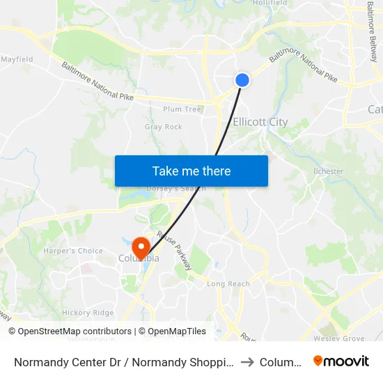 Normandy Center Dr / Normandy Shopping Center (Northbound) to Columbia, MD map