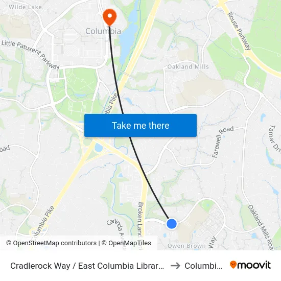 Cradlerock Way / East Columbia Library (Westbound) to Columbia, MD map