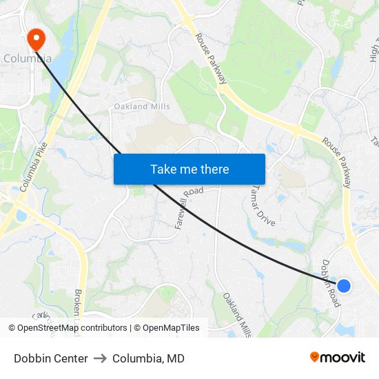 Dobbin Center to Columbia, MD map