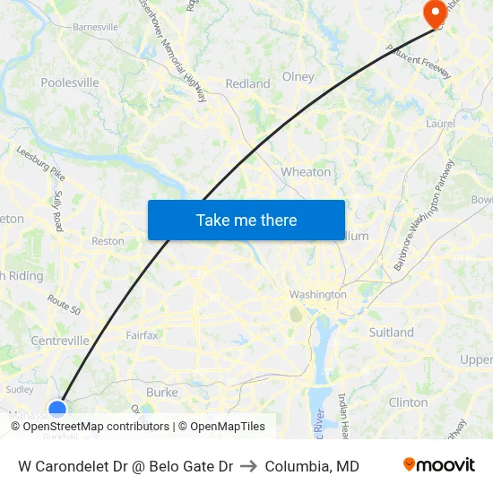 W Carondelet Dr @ Belo Gate Dr to Columbia, MD map