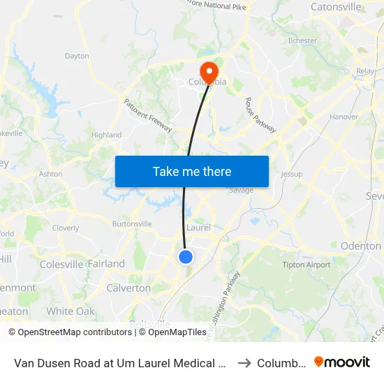 Van Dusen Road at Um Laurel Medical Center (Northbound) to Columbia, MD map