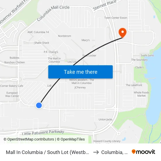 Mall In Columbia / South Lot (Westbound) to Columbia, MD map
