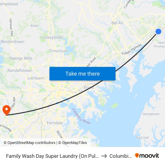 Family Wash Day Super Laundry (On Pulaski Hwy/Us 40) to Columbia, MD map