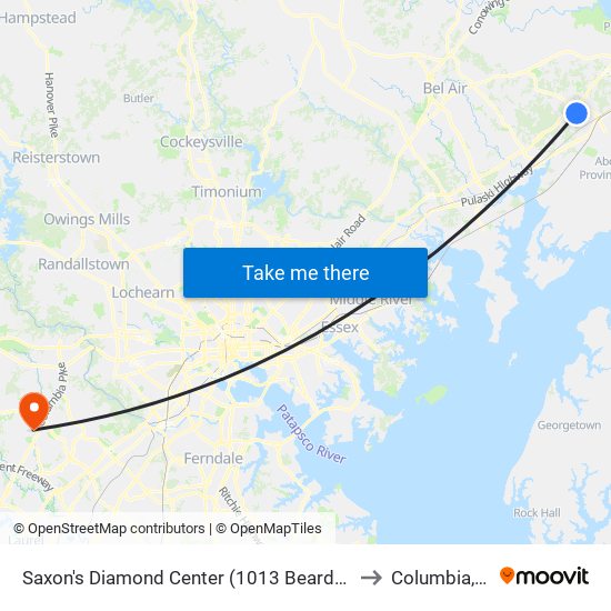 Saxon's  Diamond Center (1013 Beards Hill Rd) to Columbia, MD map