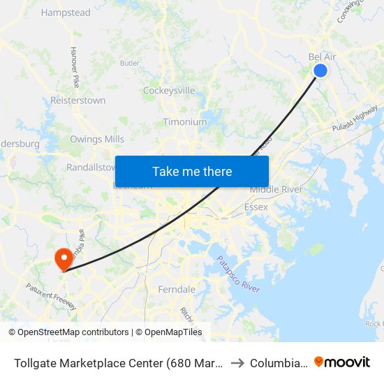 Tollgate Marketplace Center (680 Marketplace Dr) to Columbia, MD map
