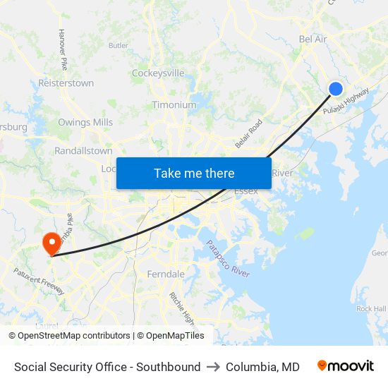 Social Security Office - Southbound to Columbia, MD map