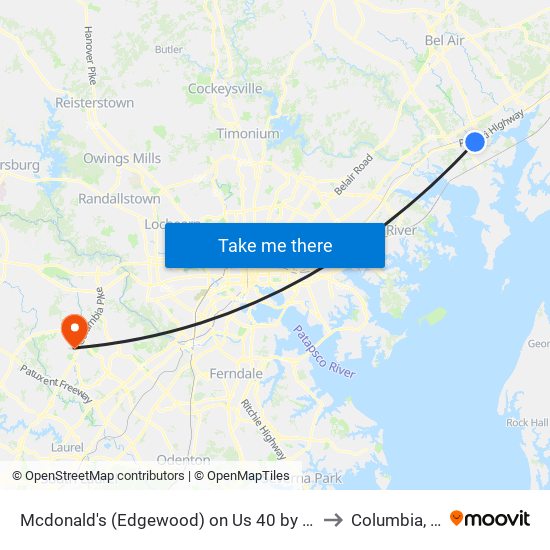 Mcdonald's (Edgewood) on Us 40 by Mailbox to Columbia, MD map