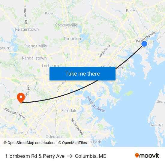 Hornbeam Rd & Perry Ave to Columbia, MD map