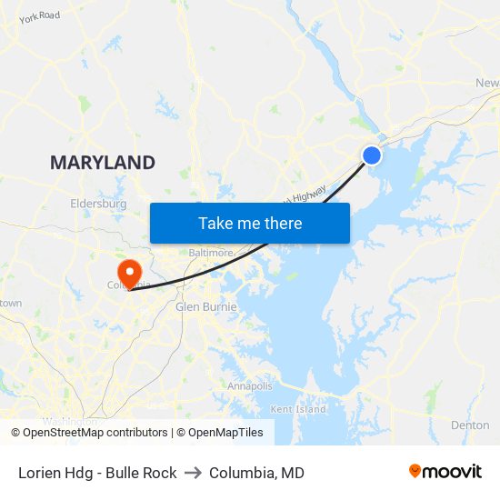 Lorien Hdg - Bulle Rock to Columbia, MD map