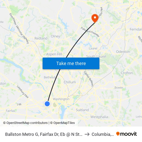 Ballston Metro G, Fairfax Dr, Eb @ N Stafford, Ns to Columbia, MD map