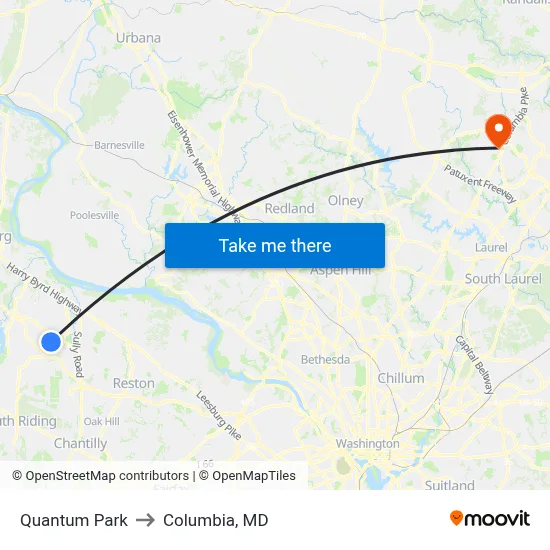 Quantum Park to Columbia, MD map