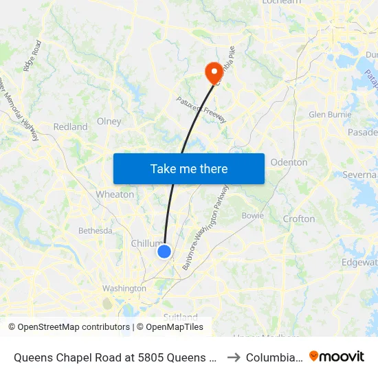 Queens Chapel Road at 5805 Queens Chapel Road to Columbia, MD map