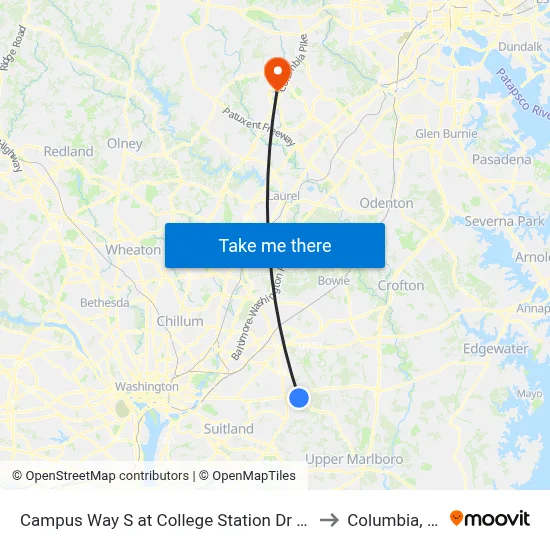 Campus Way S at College Station Dr (Pgcc) to Columbia, MD map